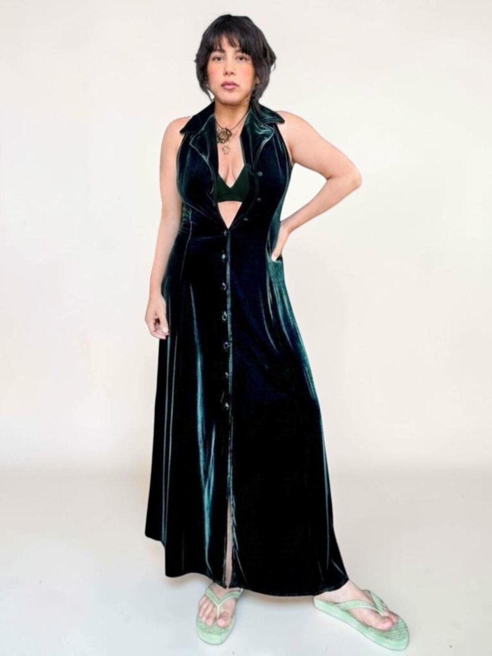 Amber California VTG 90s USA made fairy grunge romantic goth silk velvet dress S